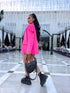 Oversized blazer with black sleeve buttons - bright pink